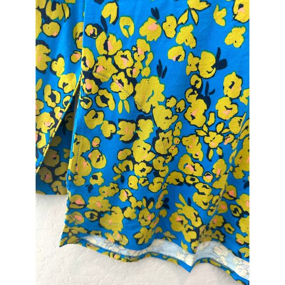 LOGO by LORI GOLDSTEIN | Floral Print Long Sleeve Top Blue Yellow | Size Large - Picture 4 of 8